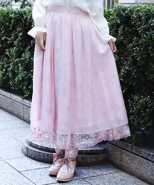 桜レース×桜柄スカート｜アクシーズファムの通販｜&mall（アンドモール