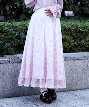 桜レース×桜柄スカート
