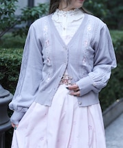 桜刺繍ニットカーディガン