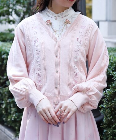桜刺繍ニットカーディガン