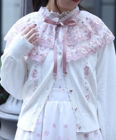 桜レース付け襟