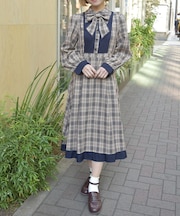 チェック切替シャツワンピース