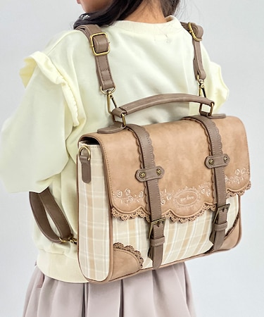 チェック柄切替配色バッグ