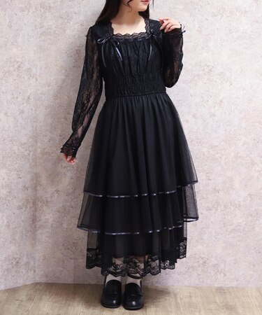 レースティアードチュールワンピース