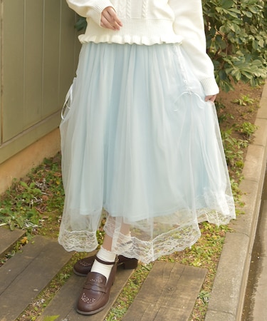 チュールレイヤードスカート