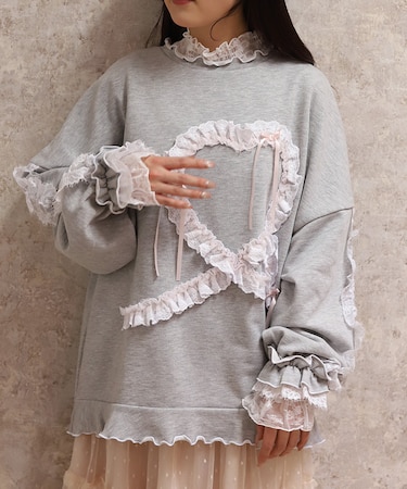 フリルハートロングトレーナー