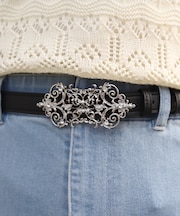 蝶モチーフバックル合皮ベルト