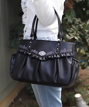 ローズ刺繍フリルＡ４トート