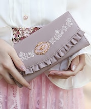 ローズ刺繍フリル長財布