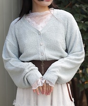 パール釦ぽこぽこニットカーディガン