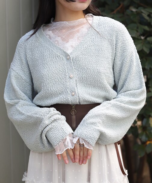 パール釦ぽこぽこニットカーディガン