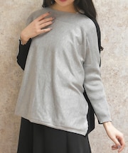 バイカラーニットチュニ