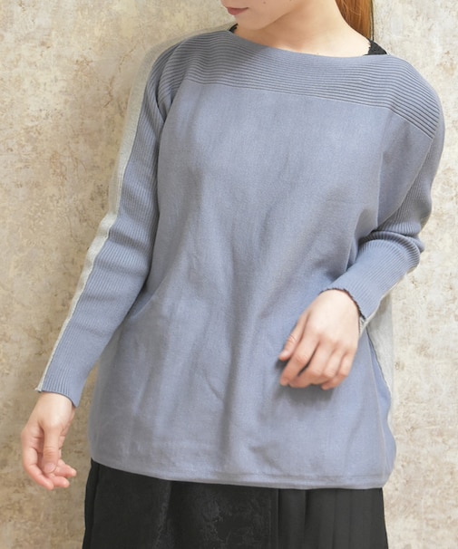 バイカラーニットチュニ