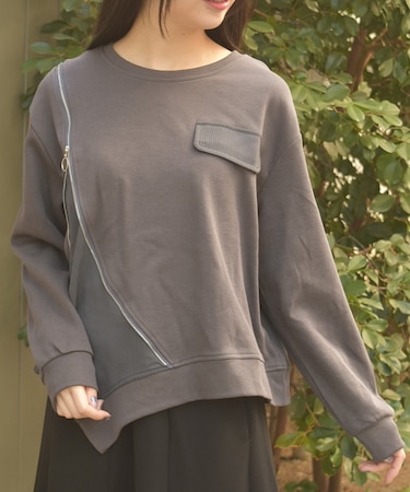 変形ジッププルオーバー