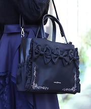 撥水ナイロン連リボントート