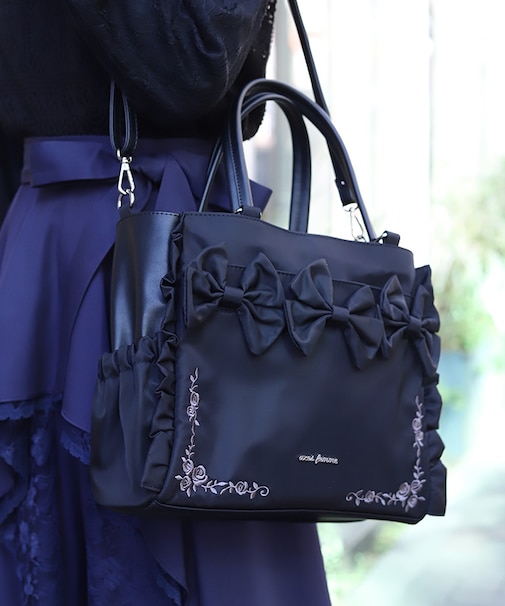 撥水ナイロン連リボントート