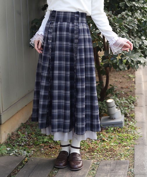 プチフリルチェック柄スカート