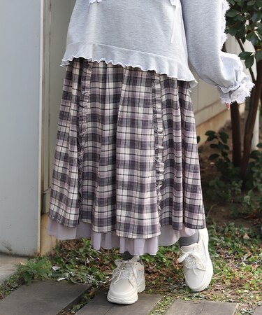 プチフリルチェック柄スカート