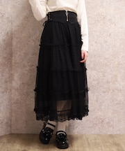 ベルト付チュールスカート