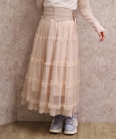 ベルト付チュールスカート