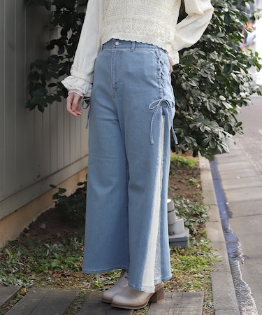 サイドレース×リボンパンツ