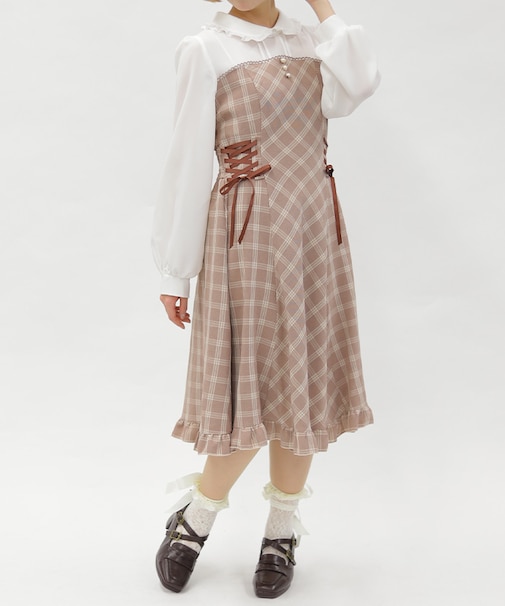 ビスチェ切替バイカラーワンピース