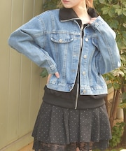 異素材レイヤードデニムジャケット