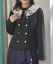 レース襟ノーカラージャケット