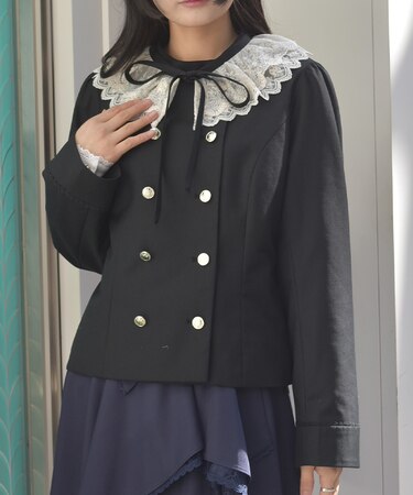 レース襟ノーカラージャケット