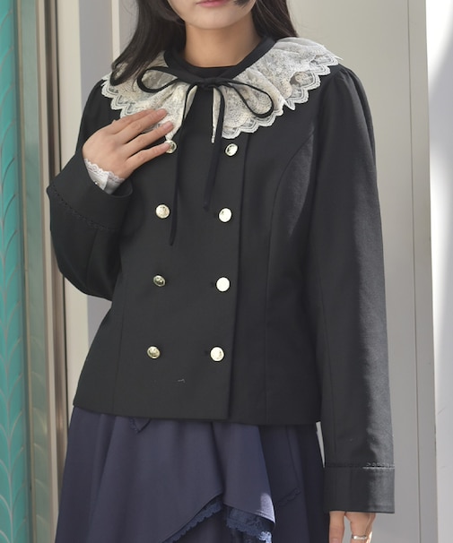 レース襟ノーカラージャケット