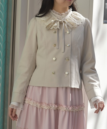 レース襟ノーカラージャケット