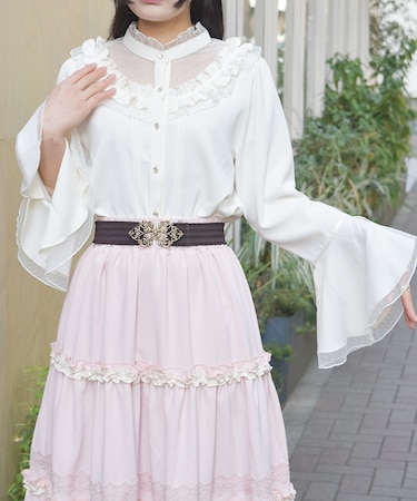 ドットチュール姫袖ブラウス