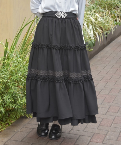 フリル切替ティアードスカート