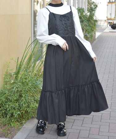 ジャカード切替キャミワンピース