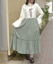 ジャカード切替キャミワンピース