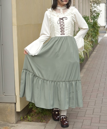 ジャカード切替キャミワンピース