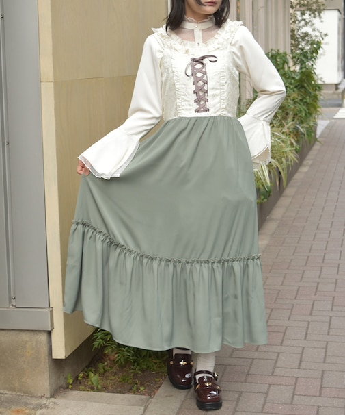 ジャカード切替キャミワンピース