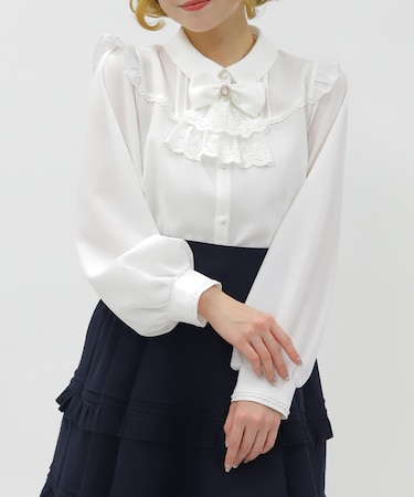 リボンジャボ付きブラウス