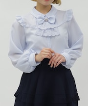 リボンジャボ付きブラウス