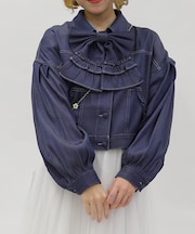 リボン付きデニムジャケット