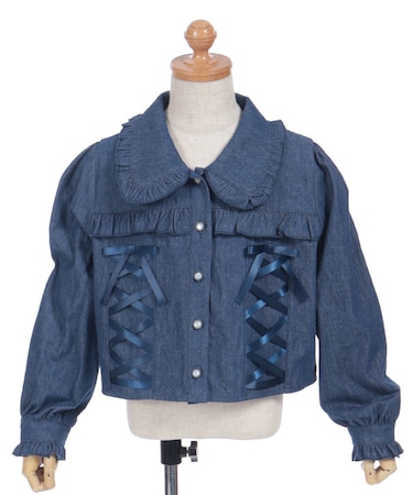 レースアップダンガリーシャツ