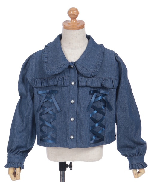 レースアップダンガリーシャツ