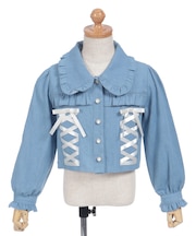 レースアップダンガリーシャツ