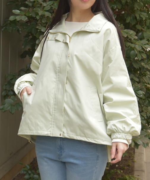 撥水加工レース袖ブルゾン