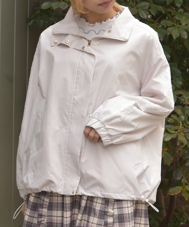 撥水加工レース袖ブルゾン