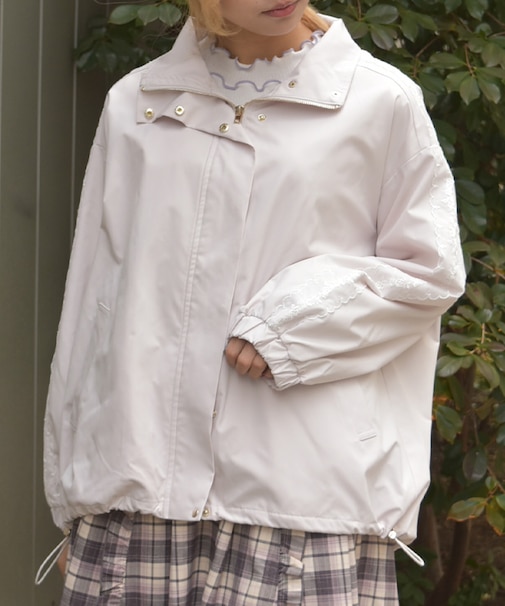 撥水加工レース袖ブルゾン