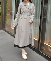 チェーン付バイカラーコート