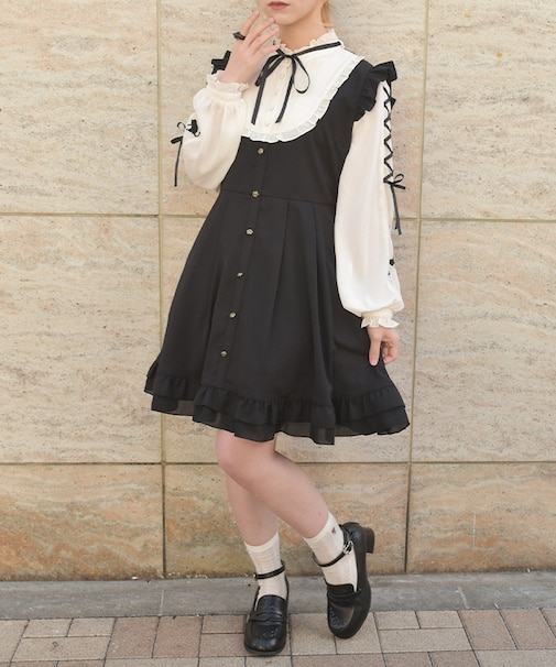 ねこ刺繍ミニワンピース