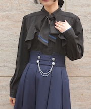 リボン×フラシデザインブラウス