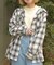 フード付きチェックシャツ